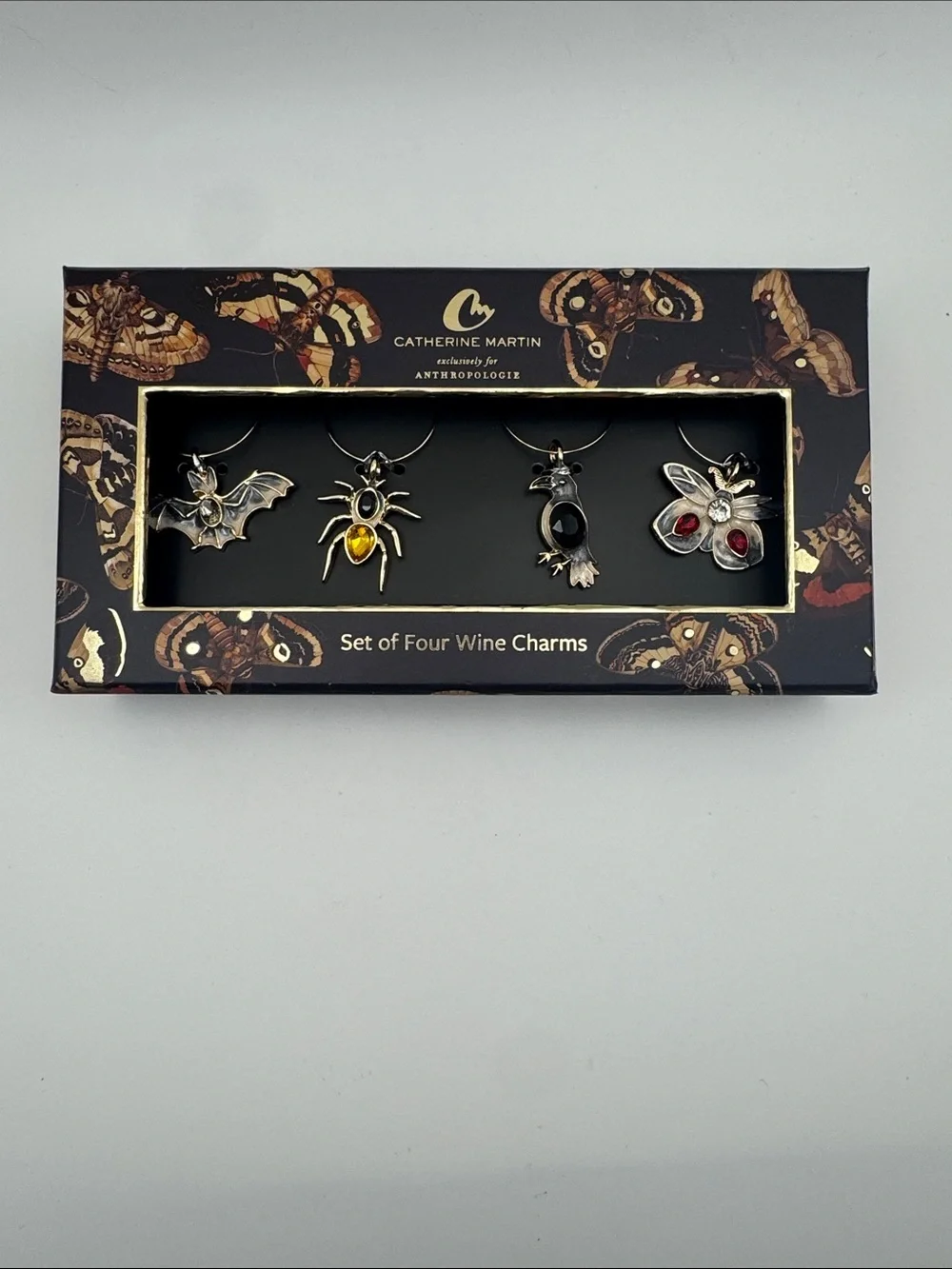 Anthropologie Catherine Martin Halloween Wine Charms Set of 4 NIB
